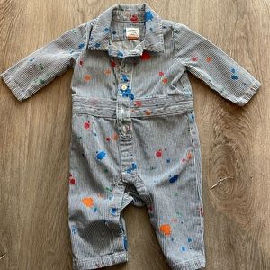 Baby Gap Boys Denim Painters Button Down Jumpsuit Size, 3-6 months